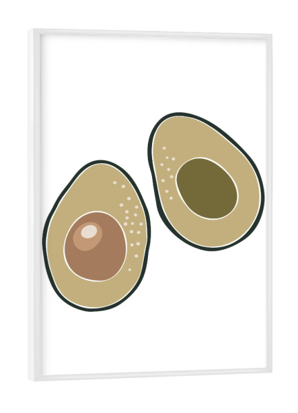 Poster mit weißem Rahmen "Boho Avocado-Frucht abstrakt" artboxONE - Essen & Trinken / Obst & Gemüse