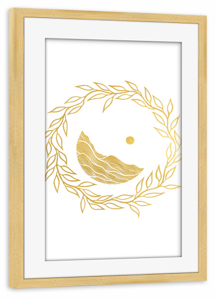 Poster mit Rahmen kiefer "Wellen aus Gold" artboxONE - Natur,Floral,Abstrakt - Gold,Golden,Goldfolie,Goldfolie,Blumen,Surrealismus