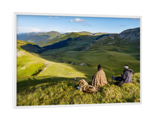 Poster mit weißem Rahmen "Schäfer in den Karpaten" artboxONE - Natur