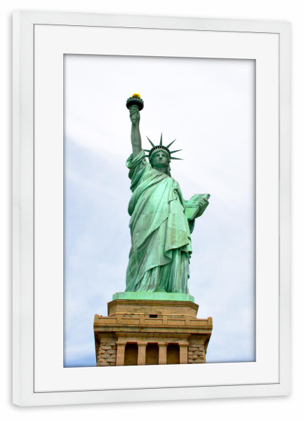 Poster mit Rahmen weiß "The New Yorker Miss Liberty" artboxONE - Städte / New York,Reise,Architektur,Reise / Länder