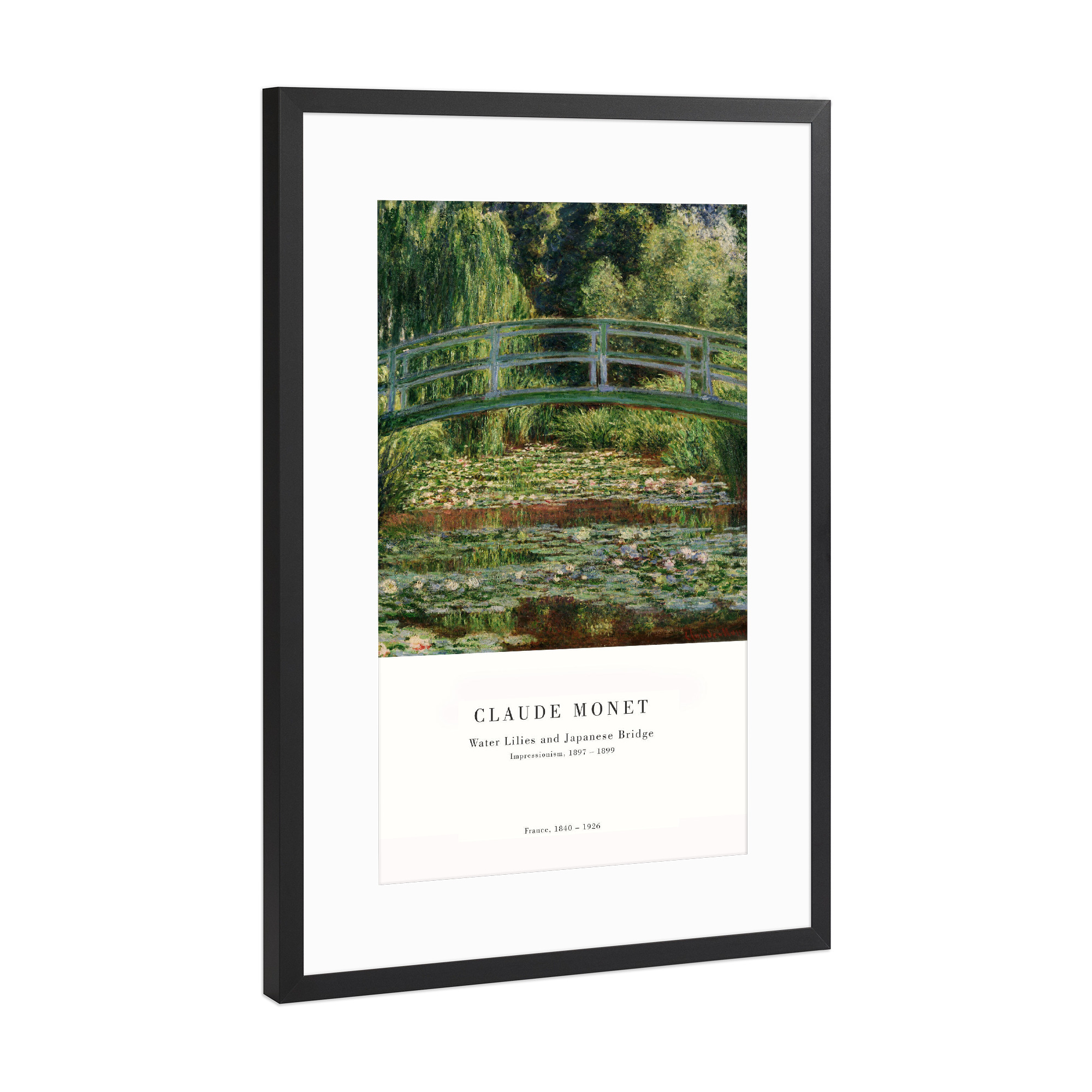 Poster mit Rahmen Schwarz (Metallic) "Monet - Japanische Brücke" artboxONE - Natur,Reise / Strand und Meer