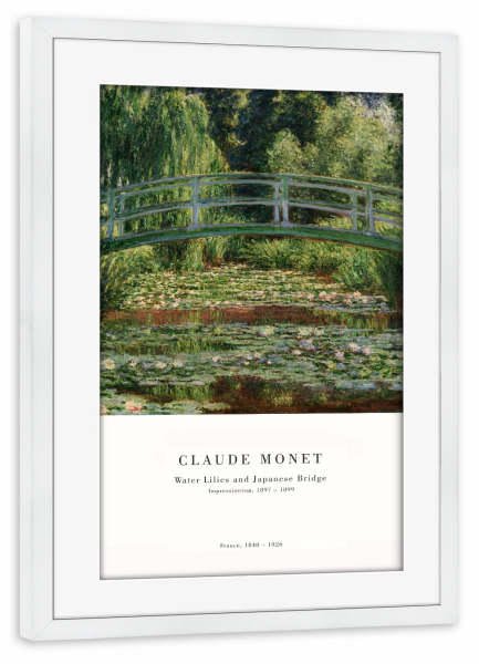 Poster mit Rahmen weiß "Monet - Japanische Brücke" artboxONE - Natur,Reise / Strand und Meer