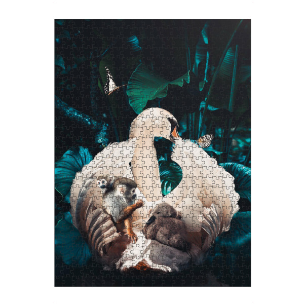 Puzzle Ravensburger "Schwanenmutter" artboxONE - Natur,Tiere - Schwan,Dschungel,Wasser,Schwan mit baby,Schwan mit küken,Tier - Bild schwan