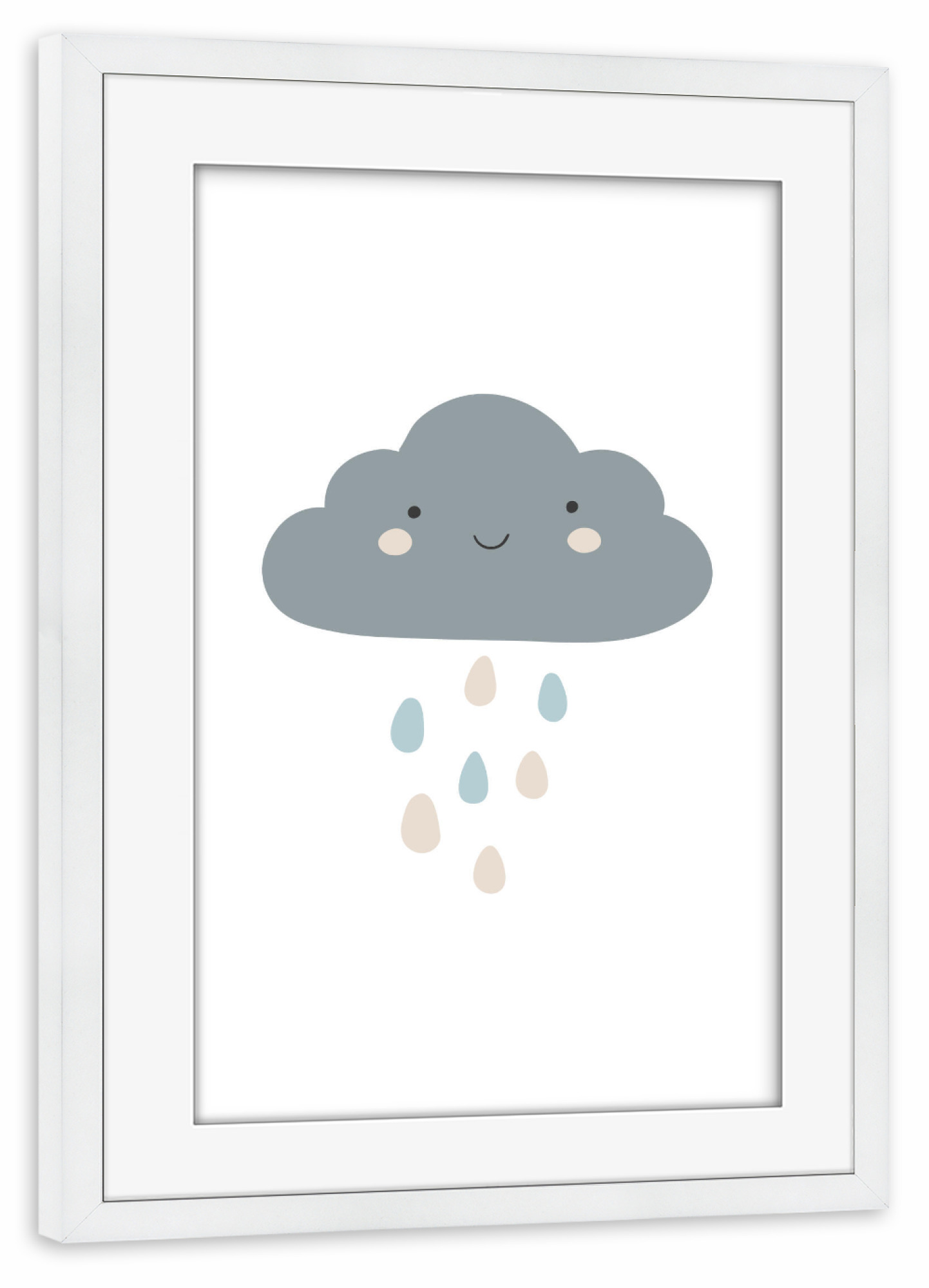 Poster mit Rahmen weiß "Boho-Babywolkenkunst" artboxONE - Für Kinder - Wolke,Abstrakt,Kunst,Baby wolke,Baby,Kind,Kinder,Kind,Glücklich wolke,Glücklich