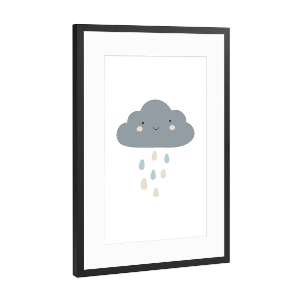 Poster mit Rahmen Schwarz (Metallic) "Boho-Babywolkenkunst" artboxONE - Für Kinder