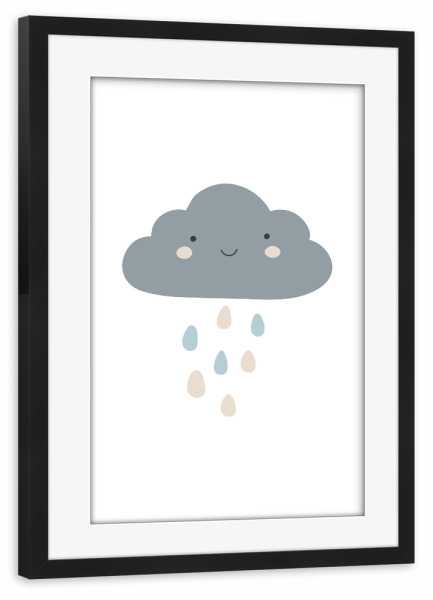 Poster mit Rahmen schwarz "Boho-Babywolkenkunst" artboxONE - Für Kinder