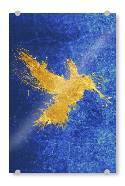 Acrylglasbild "Hummingsplat Gold" artboxONE - Natur,Tiere,Abstrakt - Kolibri,Vogel,Natur,Vektor,Gold,Textur