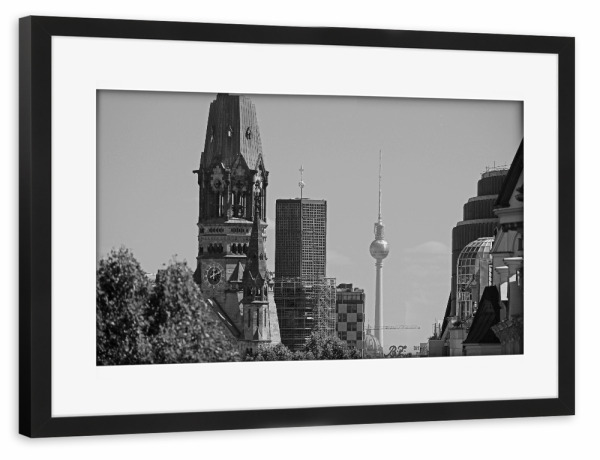 Poster mit Rahmen schwarz "Berlin Up" artboxONE - Städte / Berlin,Reise,Schwarzweiß,Architektur - Berlin,Schwarzweiß