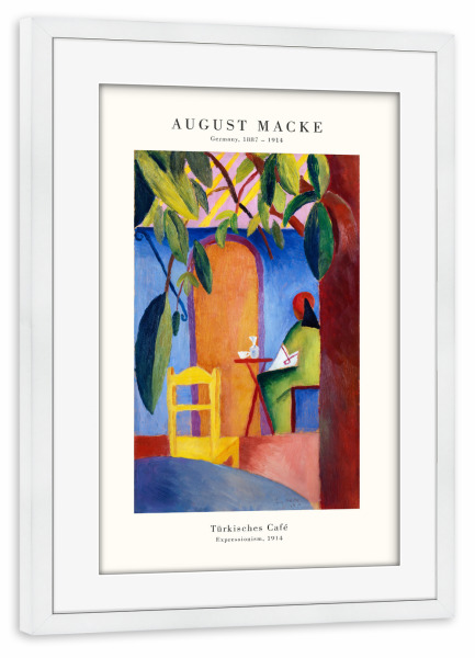 Poster mit Rahmen weiß "Macke - Türkisches Café" artboxONE - Reise,Architektur