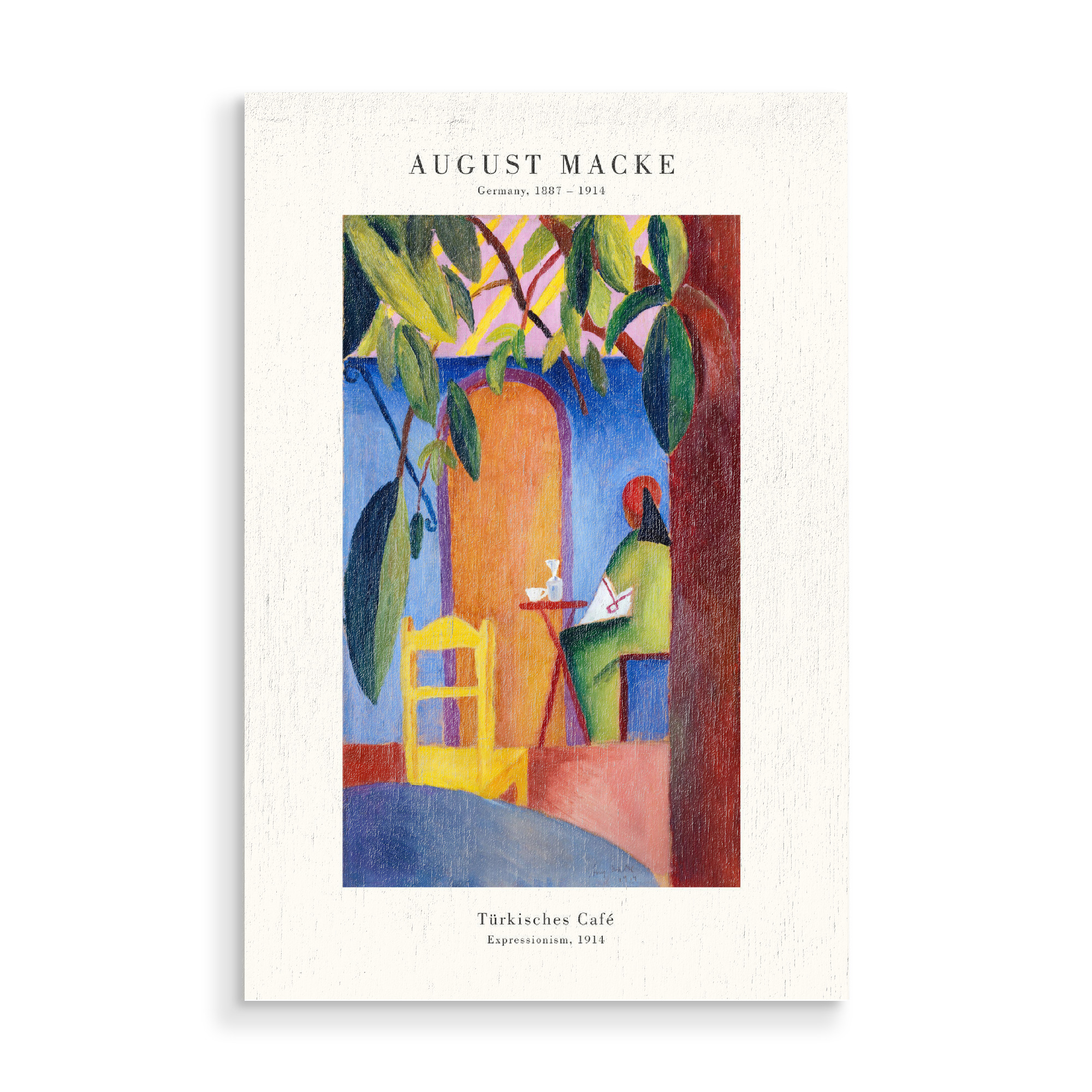 Holzbild "Macke - Türkisches Café" artboxONE - Reise,Architektur - Café,Restaurant,Geschäft,Reise,Türkei,Orient,Farbenfroh,Macke,Kunst,Malerei,Gemälde