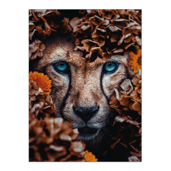 Puzzle Ravensburger "Gepard" artboxONE - Natur,Floral,Tiere - Gepard,Raubkatze,Katze,Afrika,Blumen - Bild gepard