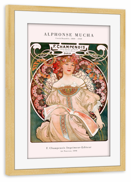 Poster mit Rahmen kiefer "Mucha - Champenois" artboxONE - Floral,Menschen,Für Mama