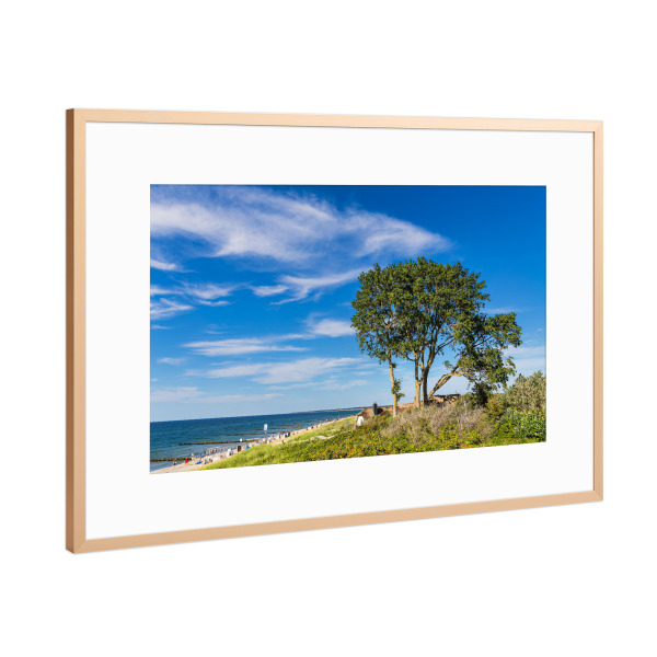 Poster mit Rahmen Kupfer "Düne, Baum und Strand" artboxONE - Natur,Reise,Reise / Strand und Meer