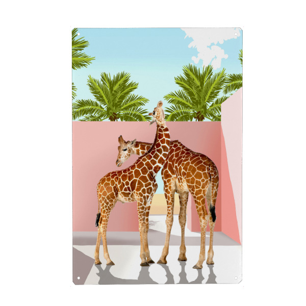 Holzbild "Giraffen-Villa | Zeitgenössisch" artboxONE - Tiere