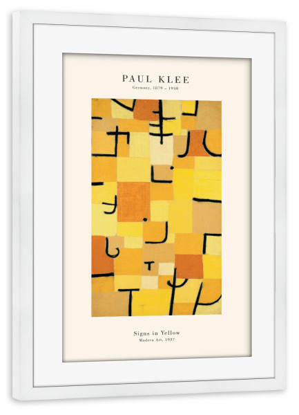 Poster mit Rahmen weiß "Klee - Gelbe Zeichen" artboxONE - Abstrakt - Klee,Expressionismus,Abstrakt,Modern,Form,Shape,Malerei,Gemälde,Kunst