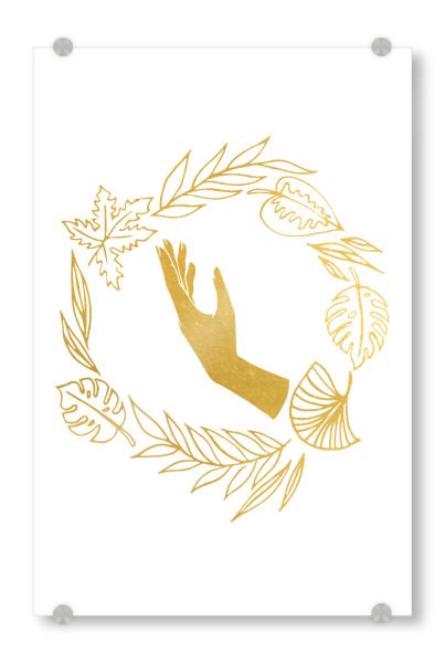 Acrylglasbild "Gott der Sonne" artboxONE - Floral,Abstrakt,Marmor - Gold,Golden,Folie,Goldfolie,Erreichen,Hand,Menschen,Marmor,Griechisch