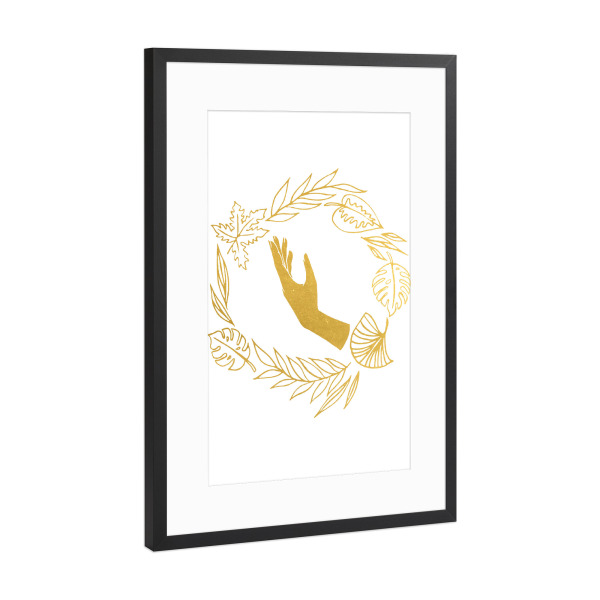 Poster mit Rahmen Schwarz (Metallic) "Gott der Sonne" artboxONE - Floral,Abstrakt,Marmor