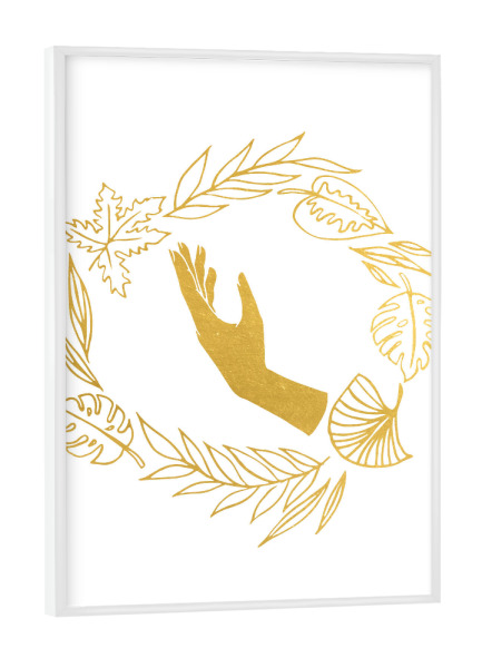 Poster mit weißem Rahmen "Gott der Sonne" artboxONE - Floral,Abstrakt,Marmor - Gold,Golden,Folie,Goldfolie,Erreichen,Hand,Menschen,Marmor,Griechisch