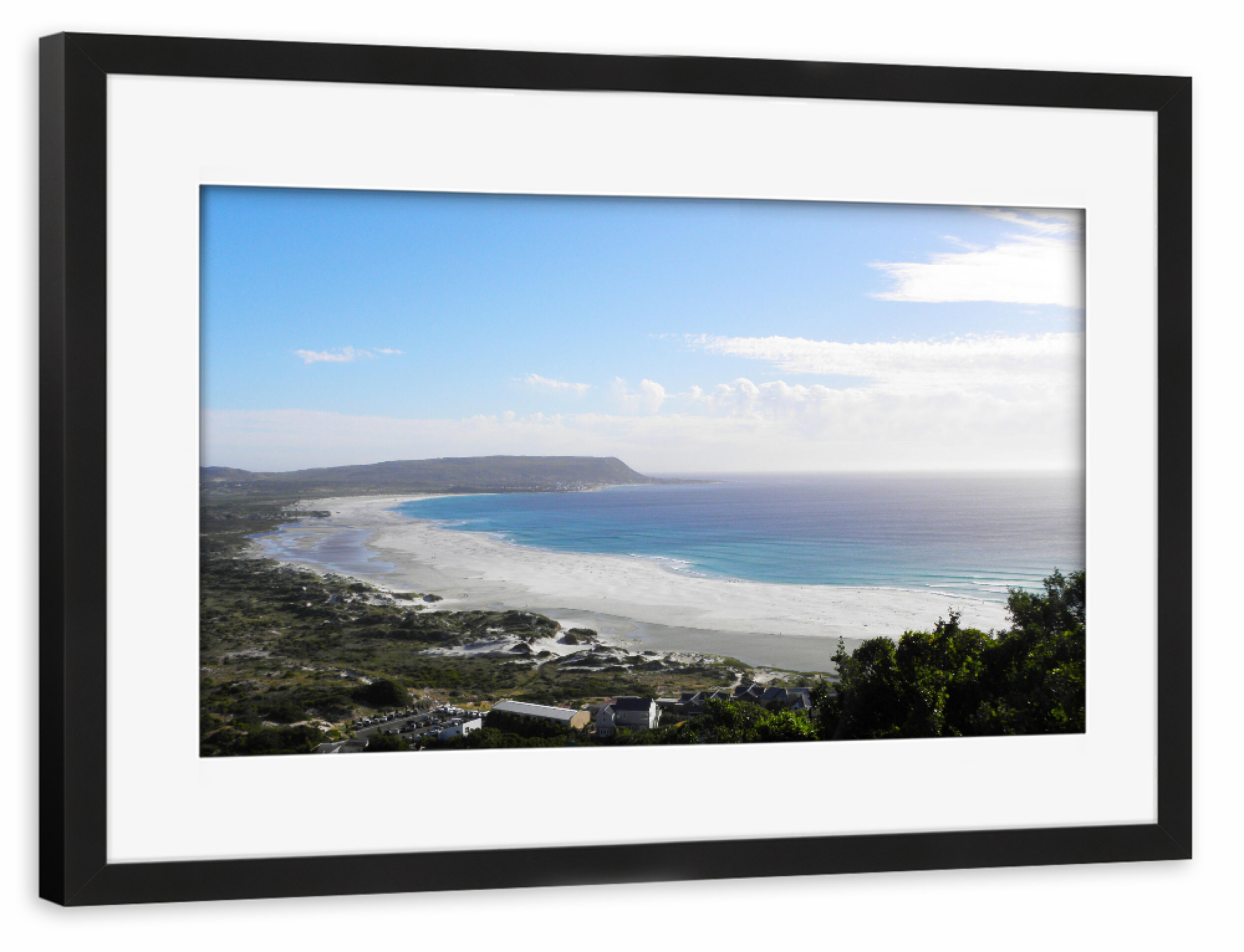 Poster mit Rahmen schwarz "Long Beach am Kap" artboxONE - Natur,Reise,Reise / Strand und Meer,Reise / Afrika,Reise / Länder