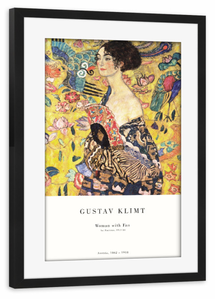 Poster mit Rahmen schwarz "Klimt - Dame mit dem Fächer" artboxONE - Menschen