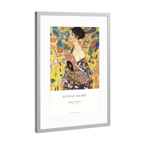 Poster mit Rahmen Silber "Klimt - Dame mit dem Fächer" artboxONE - Menschen