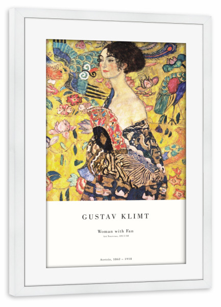 Poster mit Rahmen weiß "Klimt - Dame mit dem Fächer" artboxONE - Menschen