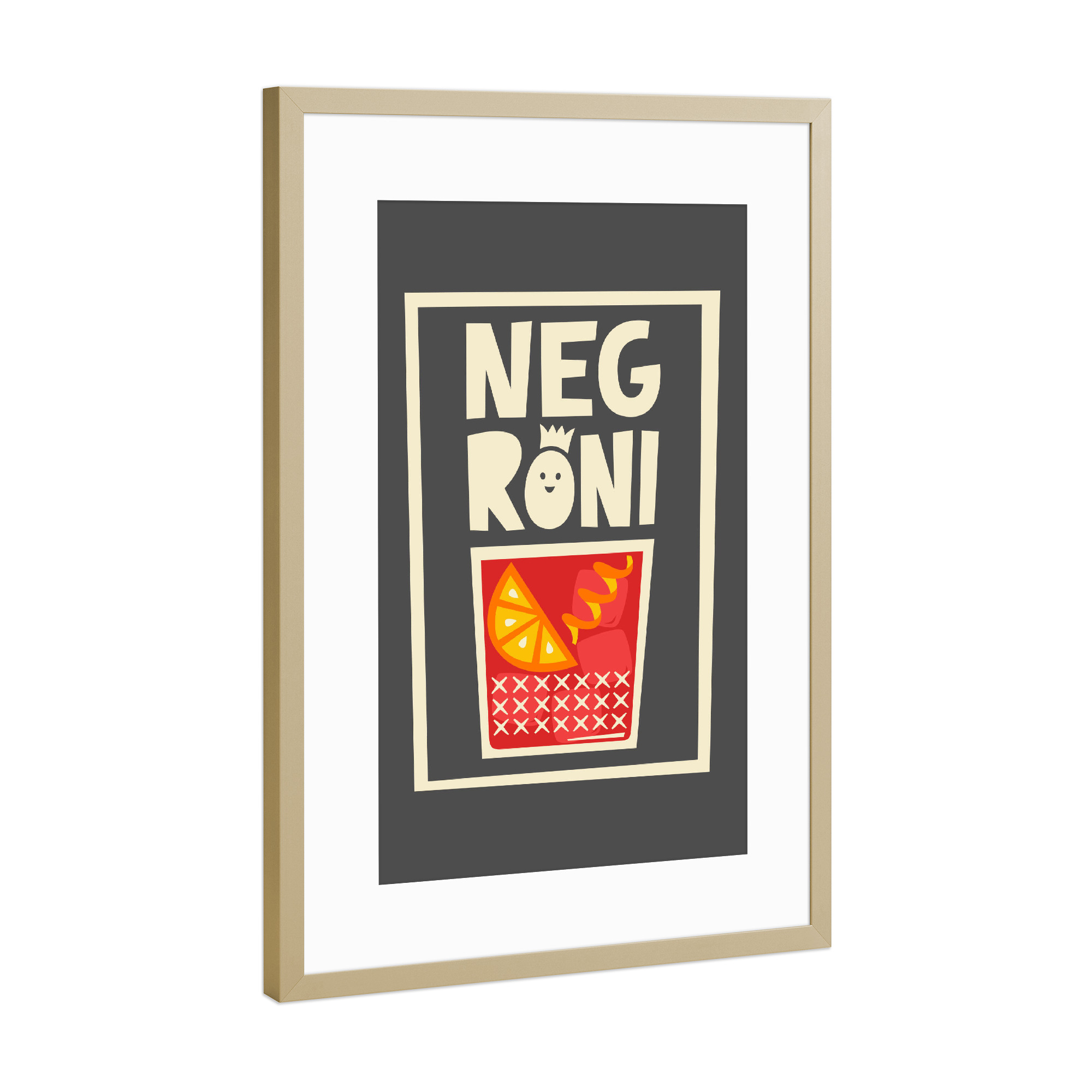 Poster mit Rahmen Gold "NEGRONI (No.3)" artboxONE - Typografie,Essen & Trinken,Essen & Trinken / Alkohol