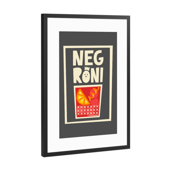 Poster mit Rahmen Schwarz (Metallic) "NEGRONI (No.3)" artboxONE - Typografie,Essen & Trinken,Essen & Trinken / Alkohol