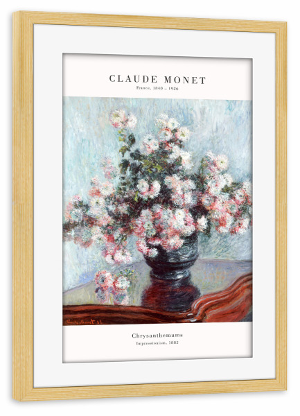 Poster mit Rahmen kiefer "Monet - Chrysanthemen" artboxONE - Natur,Floral