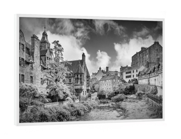 Poster mit weißem Rahmen "Dean Village in Edinburgh" artboxONE - Städte,Schwarzweiß,Architektur
