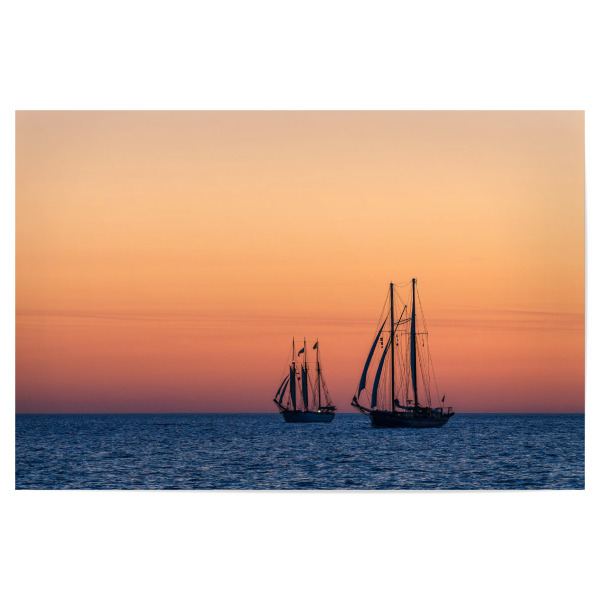 Poster 30x20 cm "Zwei Windjammer im Abendrot" artboxONE - Natur,Reise,Reise / Strand und Meer