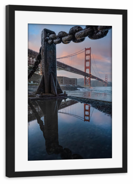 Poster mit Rahmen schwarz "Goldene Pfütze" artboxONE - Städte,Reise,Architektur,Reise / Länder,Städte / San Francisco