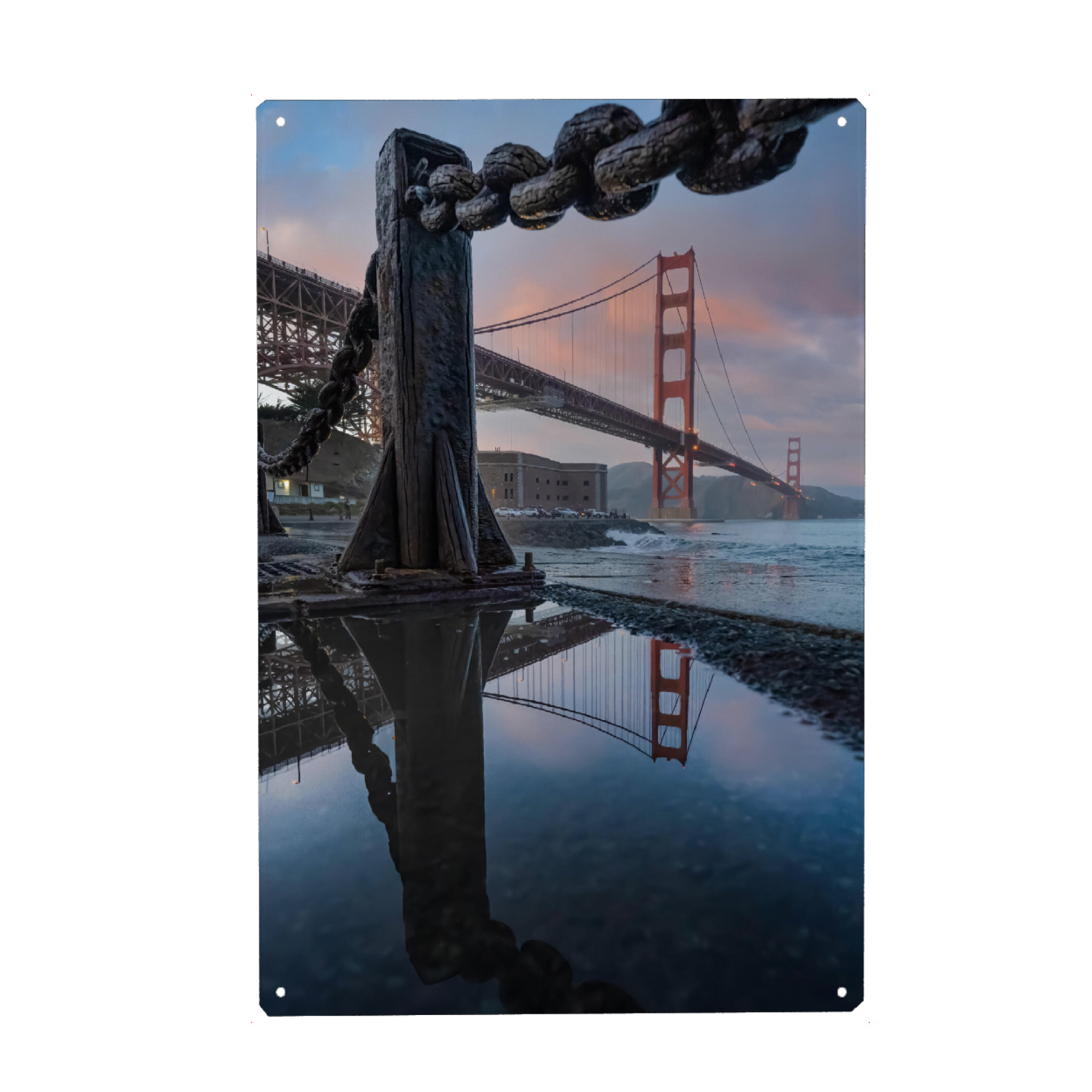 Holzbild "Goldene Pfütze" artboxONE - Städte,Reise,Architektur,Reise / Länder,Städte / San Francisco