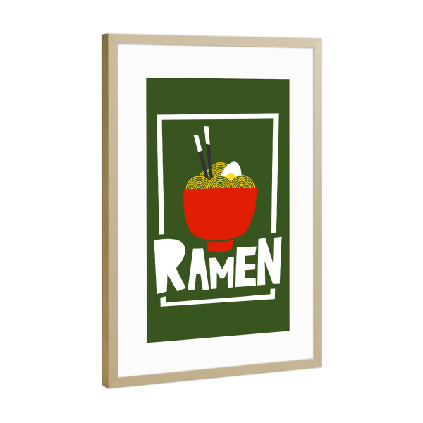Poster mit Rahmen Gold "RAMEN" artboxONE - Typografie,Essen & Trinken,Abstrakt