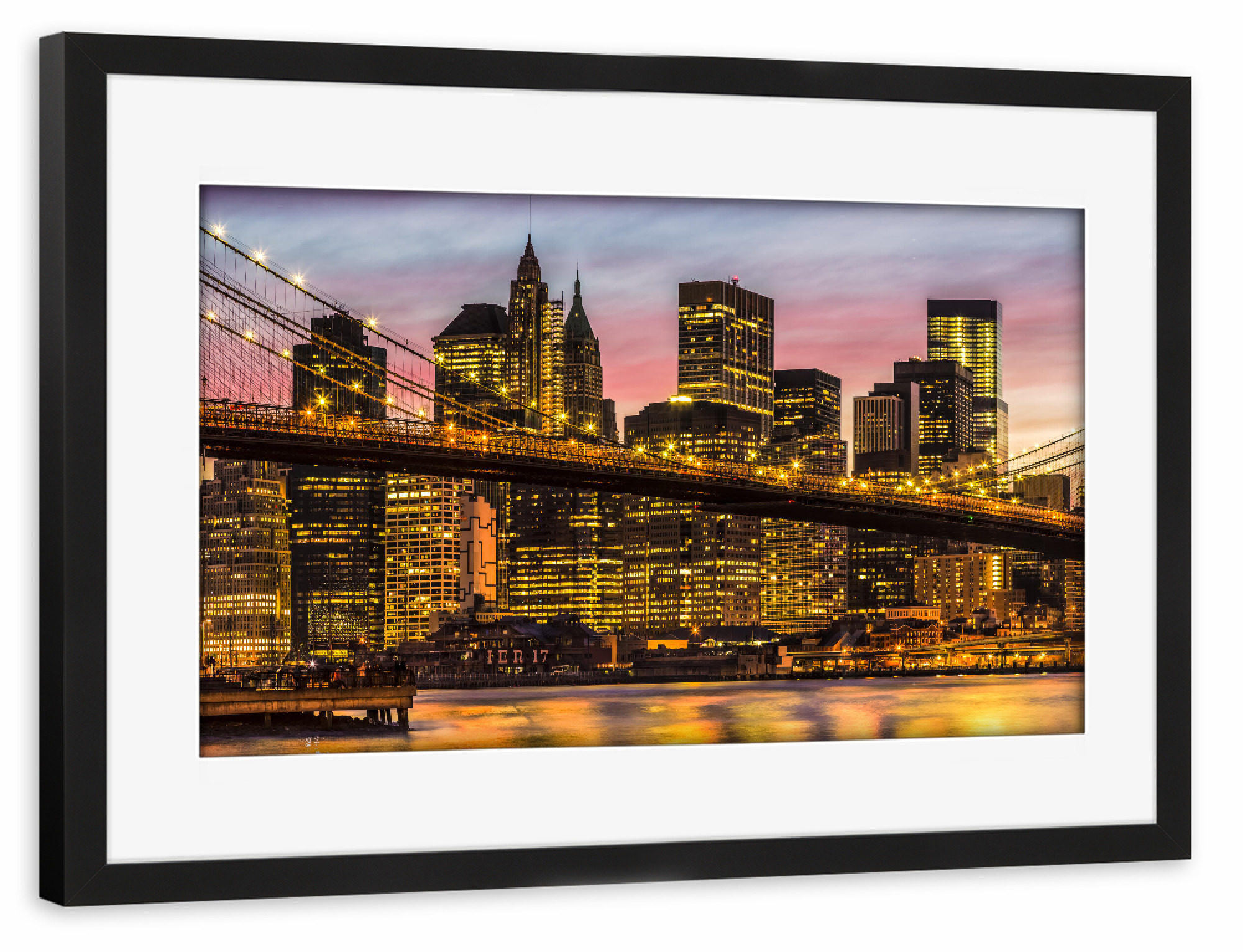 Poster mit Rahmen schwarz "Die Lichter von New York City" artboxONE - Städte / New York,Reise,Architektur