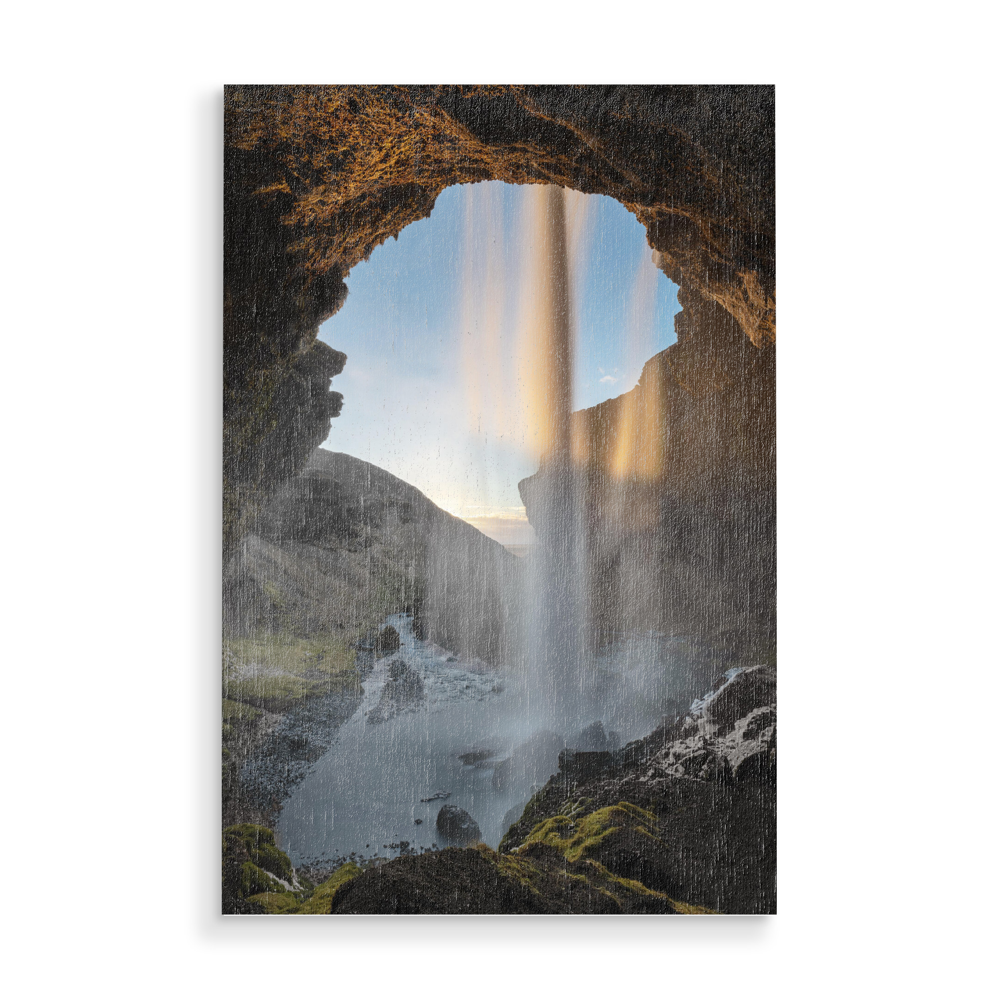 Holzbild "Wasserfall im Abendlicht" artboxONE - Natur,Reise,Reise / Länder
