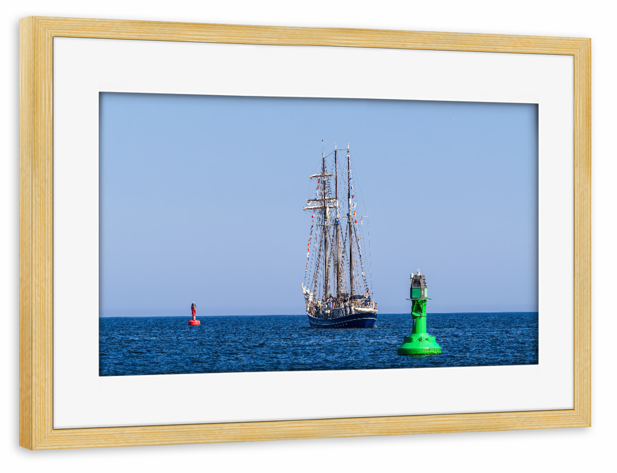 Poster mit Rahmen kiefer "Segelschiff, Boje, Himmel" artboxONE - Natur,Reise,Reise / Strand und Meer