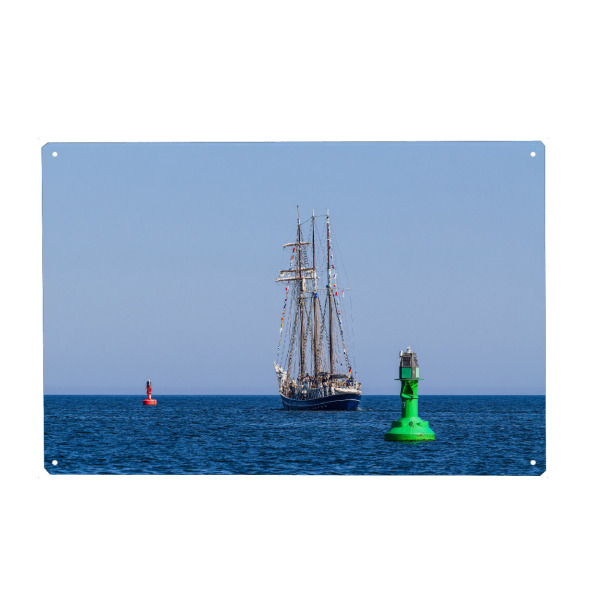Holzbild "Segelschiff, Boje, Himmel" artboxONE - Natur,Reise,Reise / Strand und Meer