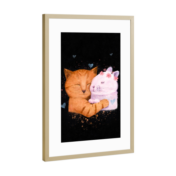 Poster mit Rahmen Gold "Für immer Liebe" artboxONE - Natur,Für Kinder,Tiere,Liebe,Lustig