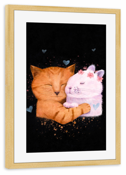 Poster mit Rahmen kiefer "Für immer Liebe" artboxONE - Natur,Für Kinder,Tiere,Liebe,Lustig