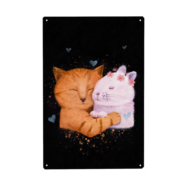 Holzbild "Für immer Liebe" artboxONE - Natur,Für Kinder,Tiere,Liebe,Lustig - Kaninchen,Häschen,Katzen,Katze,Süß,Muttertag,Kinder,Kinderzimmer