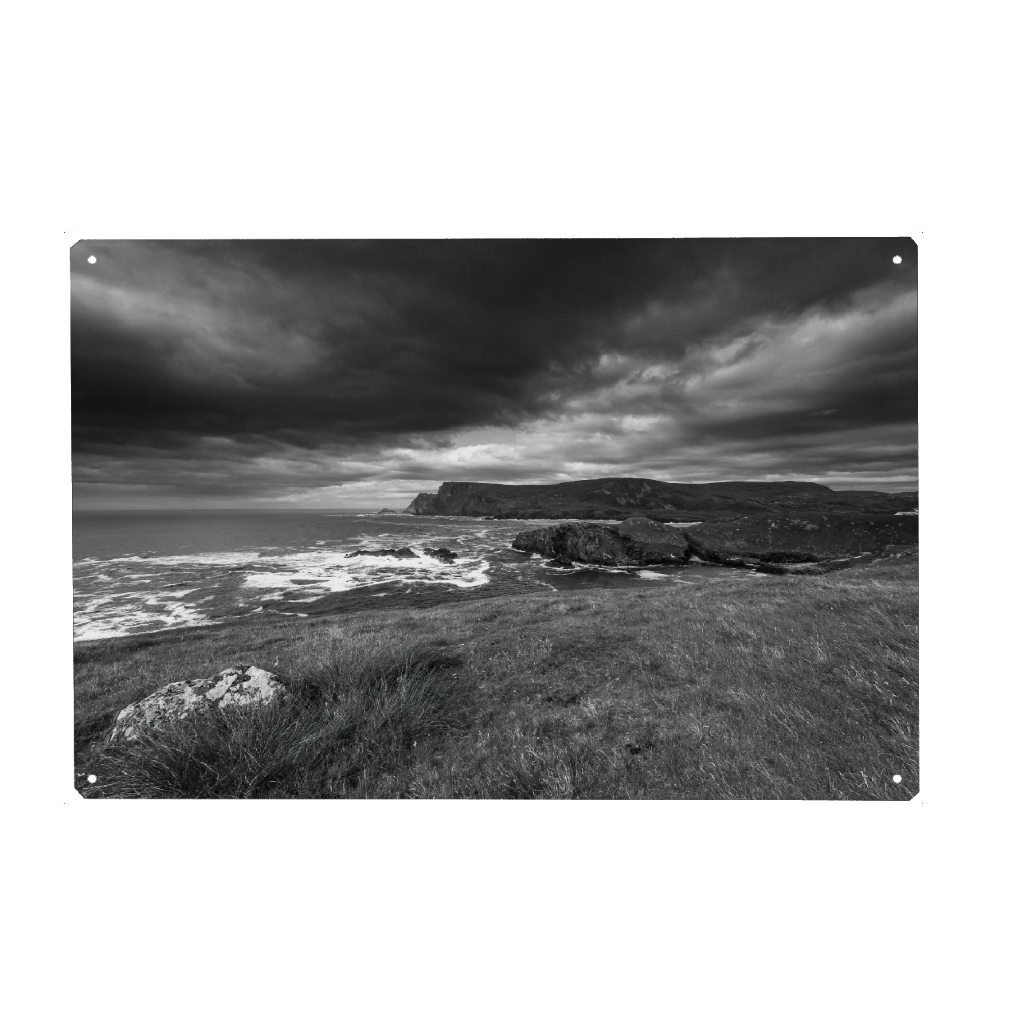 Metall Poster "Wilde Irische Küste" artboxONE - Natur - Irland,Landschaft,Natur,Grüne insel,Hügel,Malaidh ghleann gheis,Küste,Meer,Felsen,Steilküste