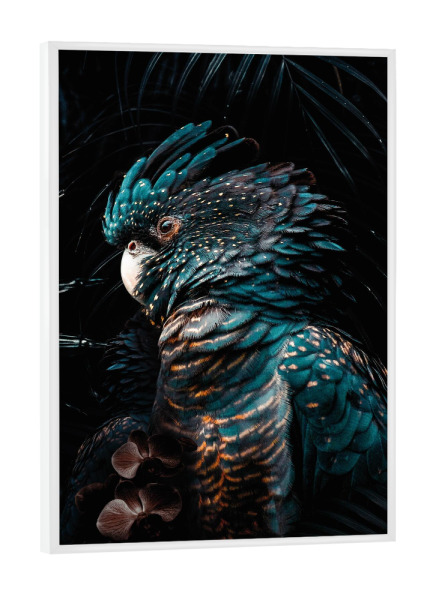 Poster mit weißem Rahmen "Dschungel Kakadu" artboxONE - Floral,Tiere - Kakadu,Papagei,Vogel,Bunter vogel,Dschungel,Tier