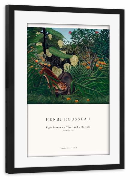 Poster mit Rahmen schwarz "Rousseau - Der Kampf" artboxONE - Natur,Tiere