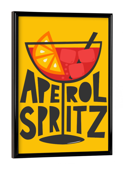 Poster mit schwarzem Rahmen "APEROL SPRITZ (Cocktail)" artboxONE - Typografie,Essen & Trinken,Essen & Trinken / Alkohol