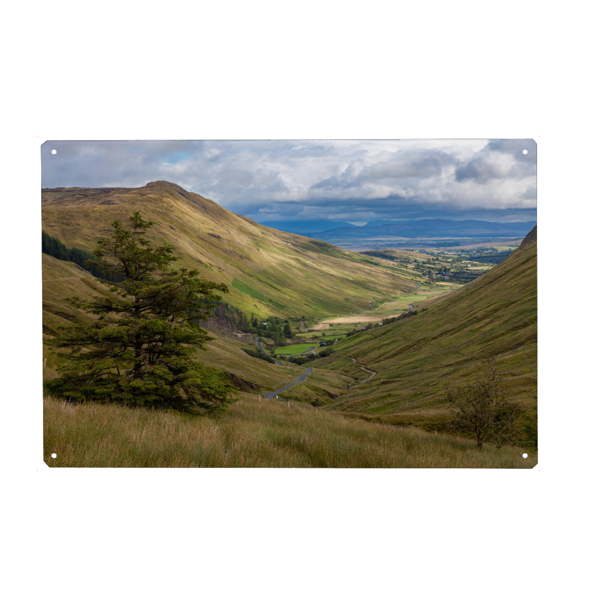 Metall Poster "Malaidh Ghleann Gheis in Irland" artboxONE - Natur - Irland,Landschaft,Natur,Grüne insel,Hügel,Malaidh ghleann gheis - Blechschild