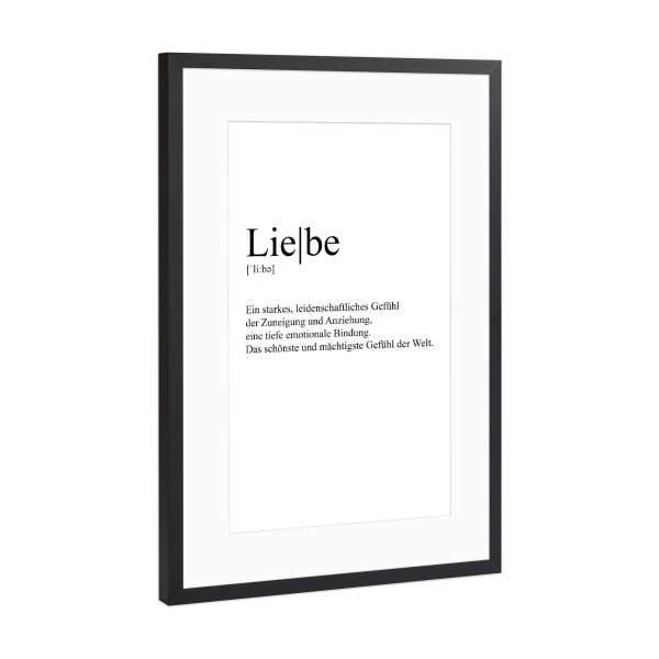 Poster mit Rahmen Schwarz (Metallic) "Liebe - Definition" artboxONE - Typografie,Lustig