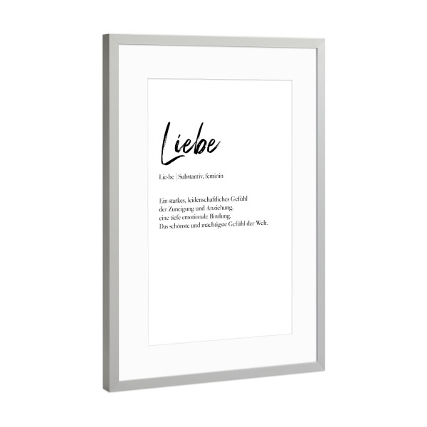 Poster mit Rahmen Silber "Definition der Liebe" artboxONE - Typografie,Liebe