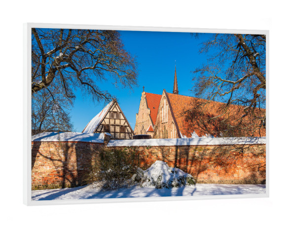 Poster mit weißem Rahmen "Schnee, Mauer, Kloster" artboxONE - Natur,Reise,Architektur,Städte / Weitere
