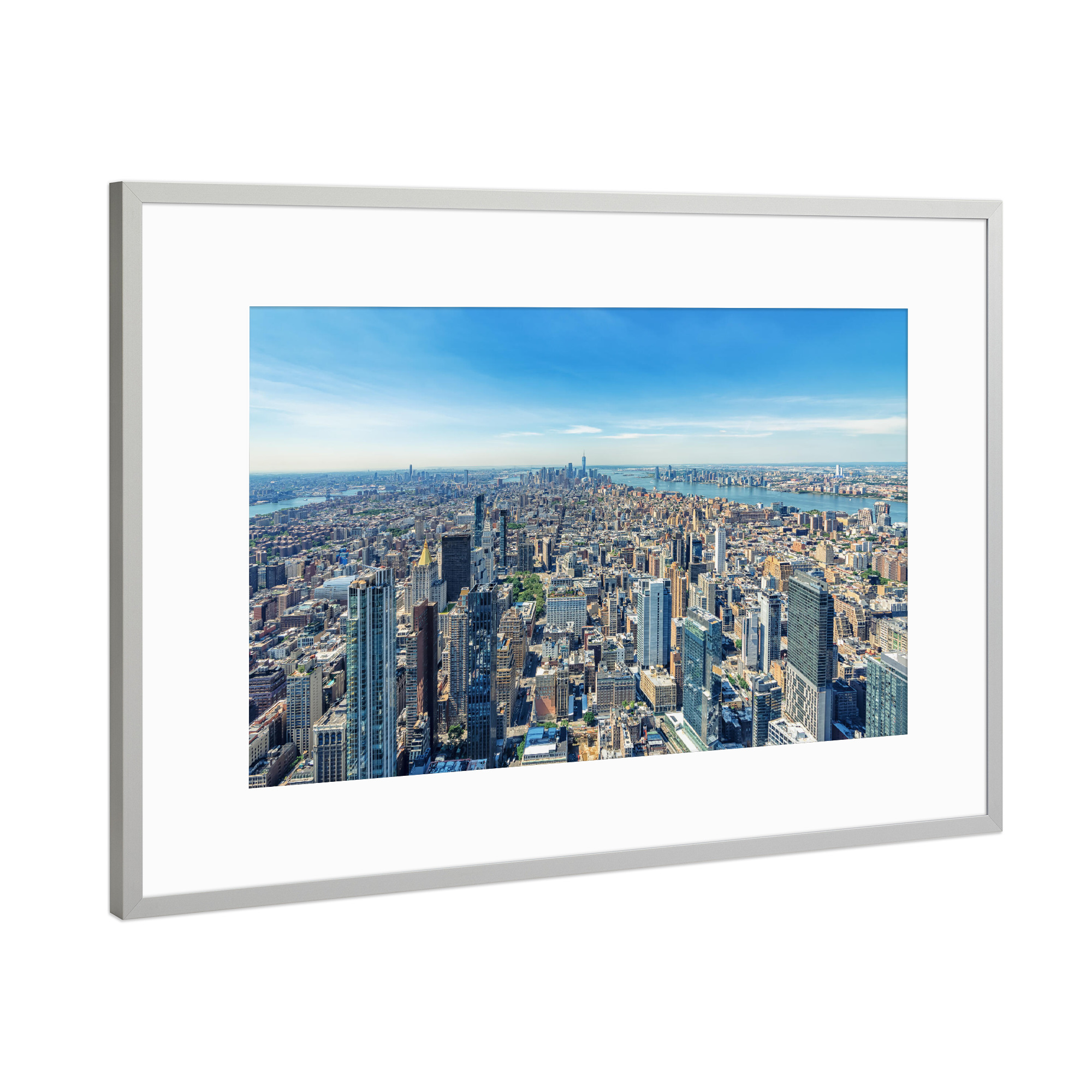 Poster mit Rahmen Silber "Gebäude in Manhattan" artboxONE - Städte,Städte / New York,Reise,Architektur,Reise / Länder